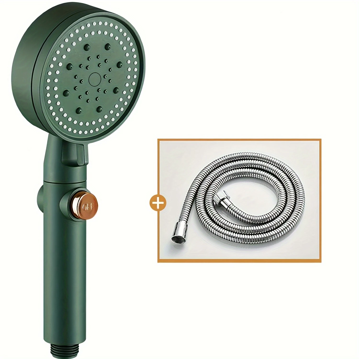 

High-Pressure Handheld Shower Head Set with 59.06inch Hose - Wall & Hanging Mount Rainfall Spray, Polished Plastic Body Spa Show