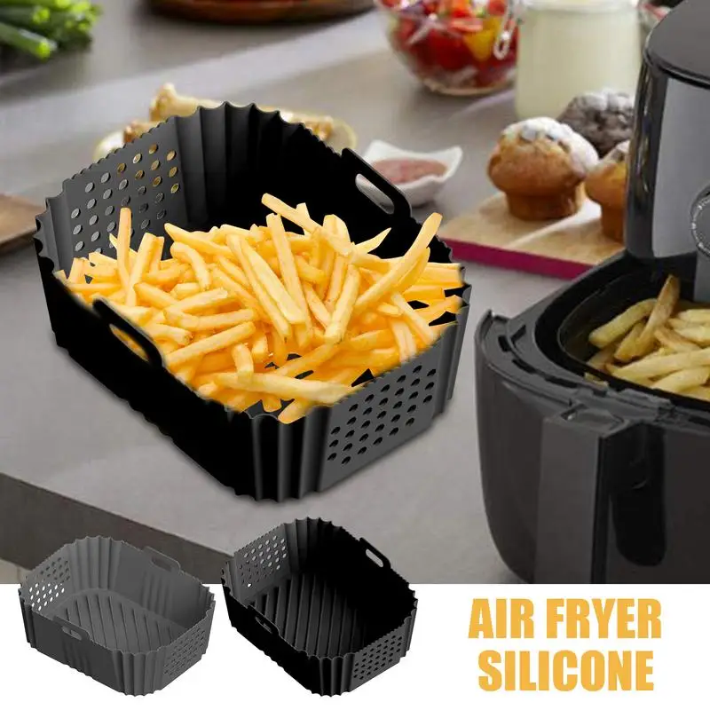 Reusable Liners For Air Fryer Basket Foldable Basket Air Fryer Pot Silicone Baking Pan Food Grade Replaces Flammable Parchment