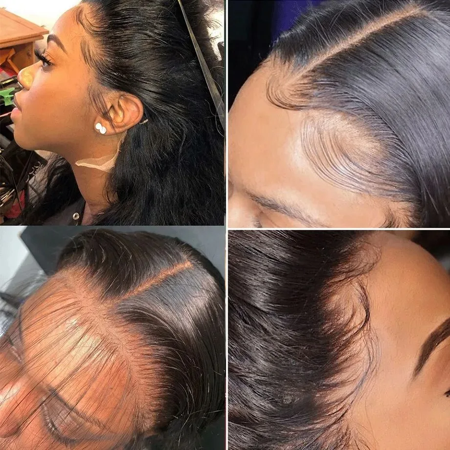 13x4 Glueless Blue Long Straight Synthetic Lace Front Wig Pre Plucked Ready To Wear for Women 24-32 Inch Daily Use