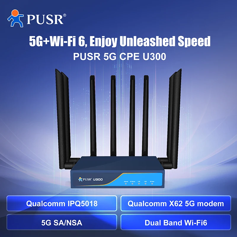PUSR U300 Global Frequency Bands 5G CPE 5G Chip AX3000 Support SN/NSA Gigabit Ports SIM Card WiFi6 Wireless IoT Router