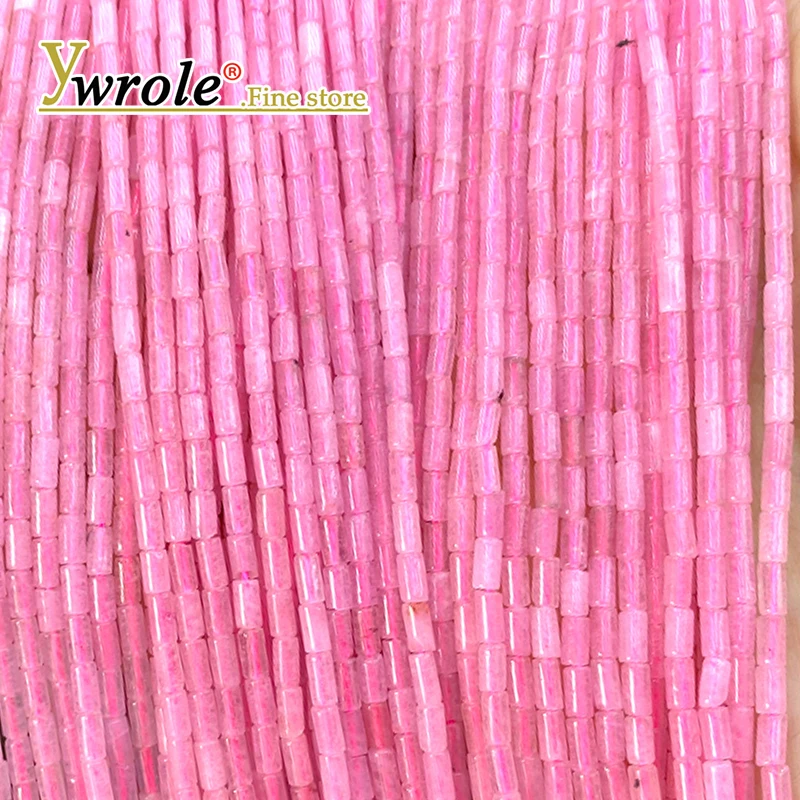 Natural Stone 2x4MM Cylinder Rose Quartz Crystal Tube Loose Spacer Beads for Jewelry Making Diy Bracelet Charms Accessories