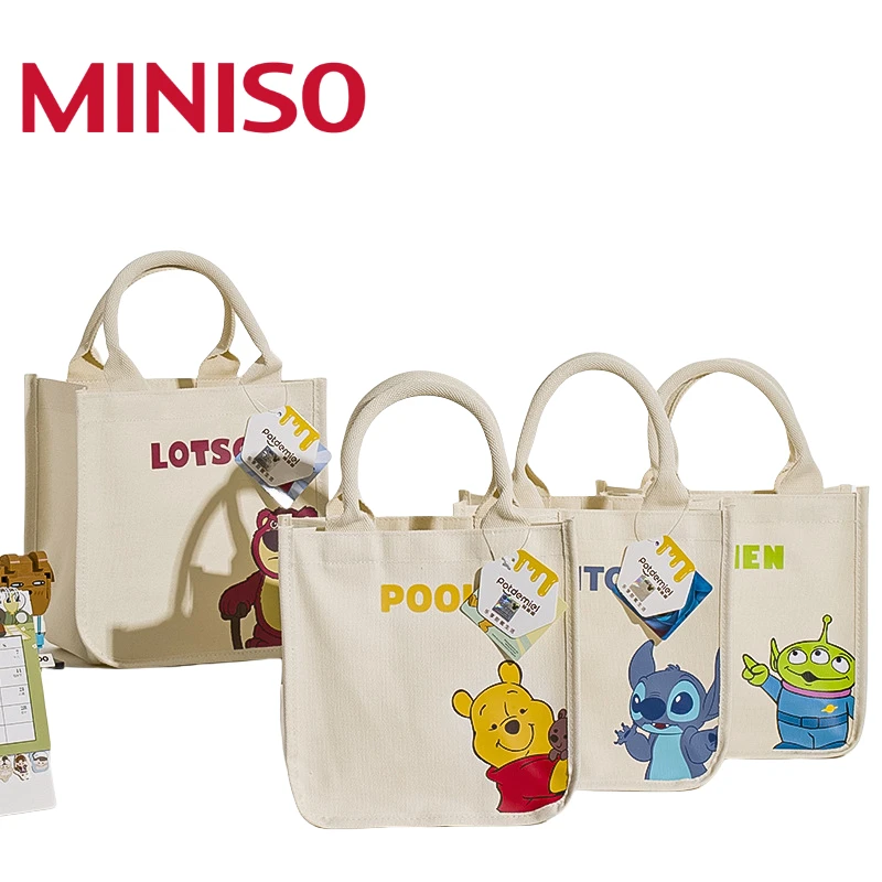 

MINISO Disney Lotso Stitch Многоцелевая холщовая большая сумка Большая вместительная квадратная сумка-тоут Чужой пух Медведь Симпатичная моющаяся на открытом воздухе