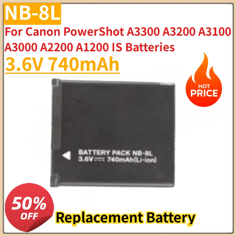 

High Quality New 3.7V 1000mAh NB-8L Camera Battery For Canon PowerShot A3300 A3200 A3100 A3000 A2200 A1200 IS Batteries