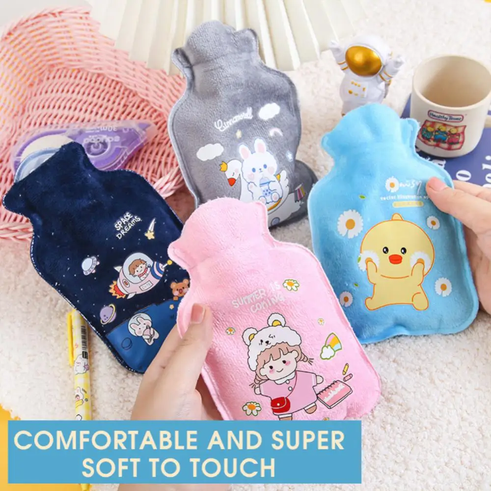 Hand Warmer Hot Water Bag Heat Warm Cute Cartoon Plush Hot Water Bottle Water Filling Keeping Coldproof Soft Warm Heating Pad