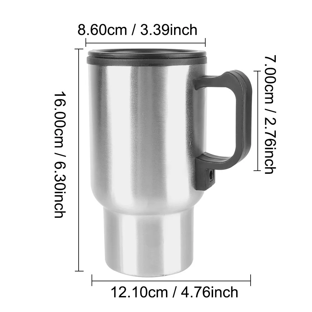 Camping Travel Kettle Water Coffee Milk Thermal Mug Vehicle Heating Cup Electric Heating Car Kettle 12V 450ml Stainless Steel