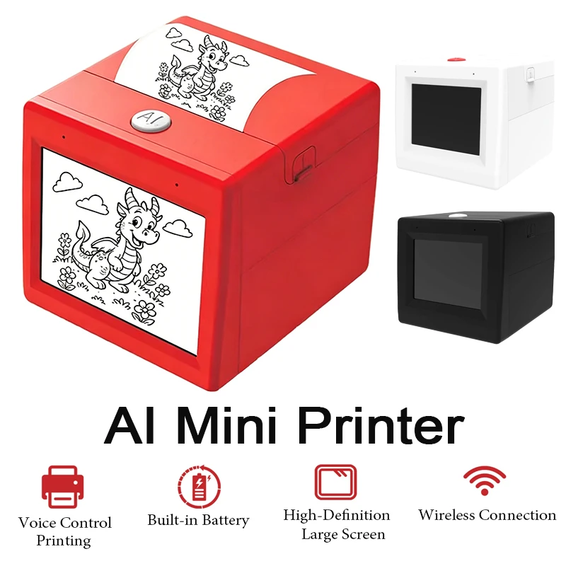 

AI Magic Box Voice Text Picture Printing Portable Mini Thermal Printer with 2.8-inch HD Display WiFi Wireless Connection For Kid