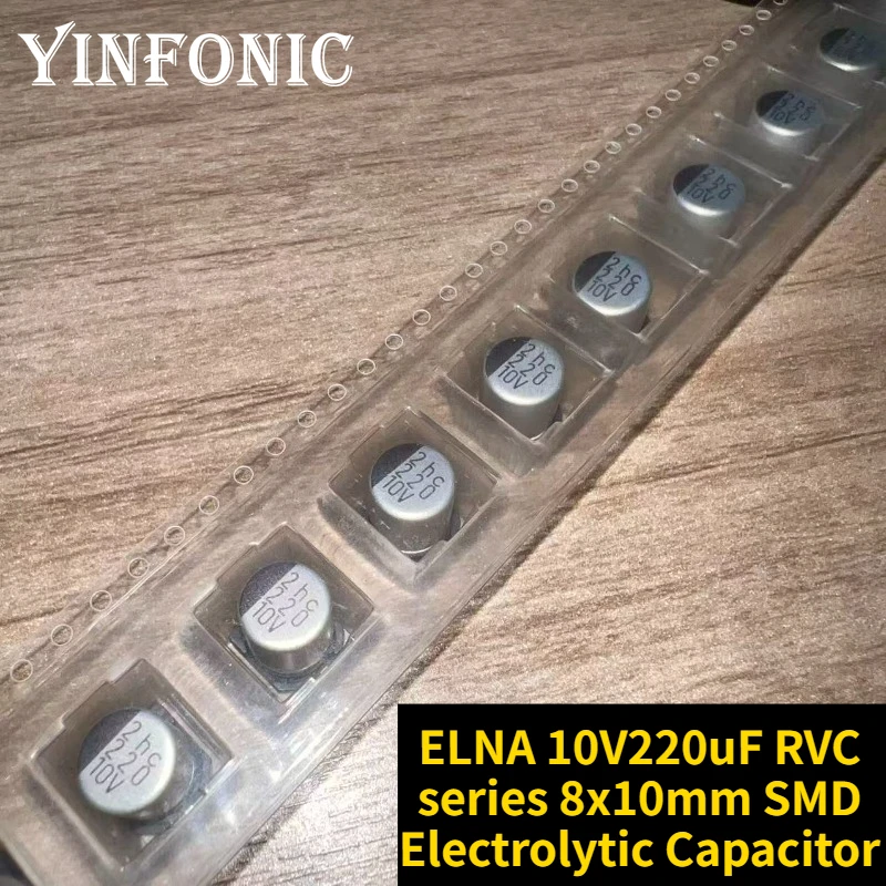 10 unidades/100 unidades ELNA 10V220uF RVC série 8x10mm 220uF/10V tipo chip capacitor eletrolítico de alumínio SMD