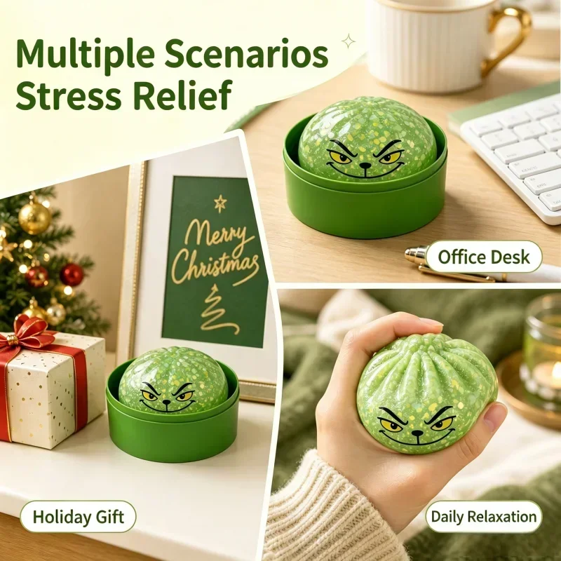 Glitzernde grüne Knödel mit Dampfgarer, Quetschbrote zur Stresslinderung für Weihnachtsfeier, Geschenk zu Weihnachten 2027, Neujahrsgeschenk – Detail 5