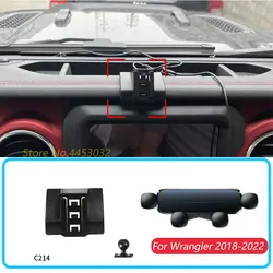 Car Phone Holder For JEEP Wrangler 2018-2022 Gravity Stand Mount Support Horizontal GPS Mobile Bracket Accessories With Base
