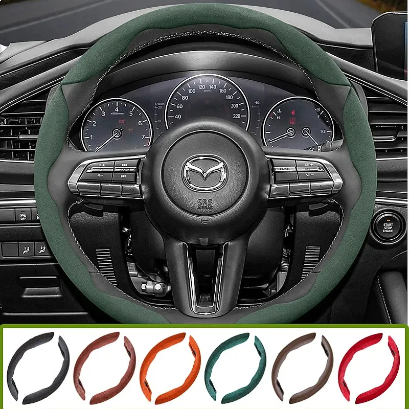 Suitable for Mazda Anti-Slip Buckle Segmented Suede Steering Wheel Cover Suitable for 3 Cx5 62 Cx30 Cx3 6Gh 3Bk 6Gg 6ro 3Bm 3Bl