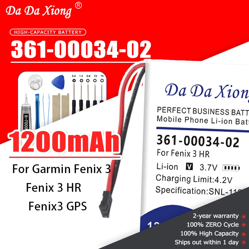 Top Brand 100% New 1200mAh Battery for Garmin Fenix 3,Fenix3 HR Fenix3 GPS 361-00034-02 sports watch Batteries