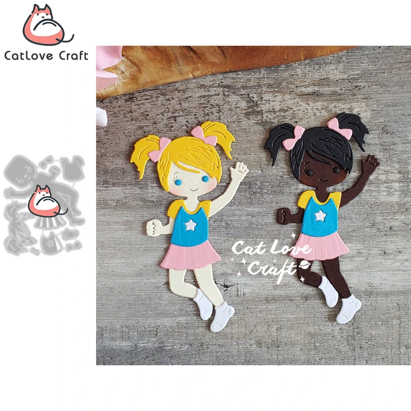 

Кот прыгающая девушка металлические режущие штампы искусственный трафарет высечки открытки Сделай Сам ремесло тиснение новые штампы для 2023