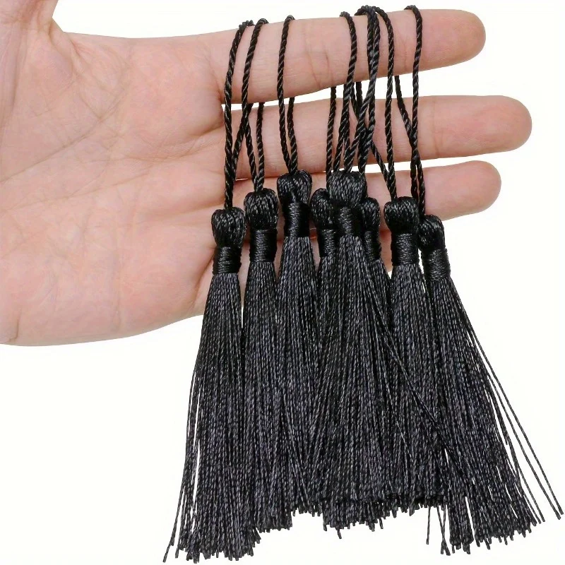 Mini Silky Handmade Soft Flossy Bookmark Tassels with Cord Loop for Keychain Earring Jewelry Making, Souvenir, Graduation