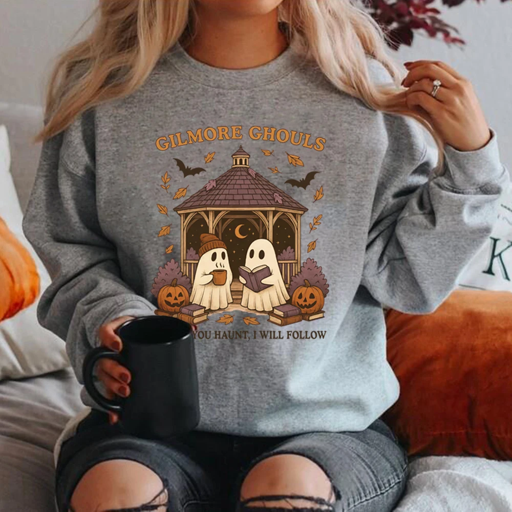 Gilmore Ghouls Sweatshirt Cute Ghost Halloween Sweatshirt Unisex Graphic Hoodies Spooky Fall Shirt Casual Long Sleeve Pullovers