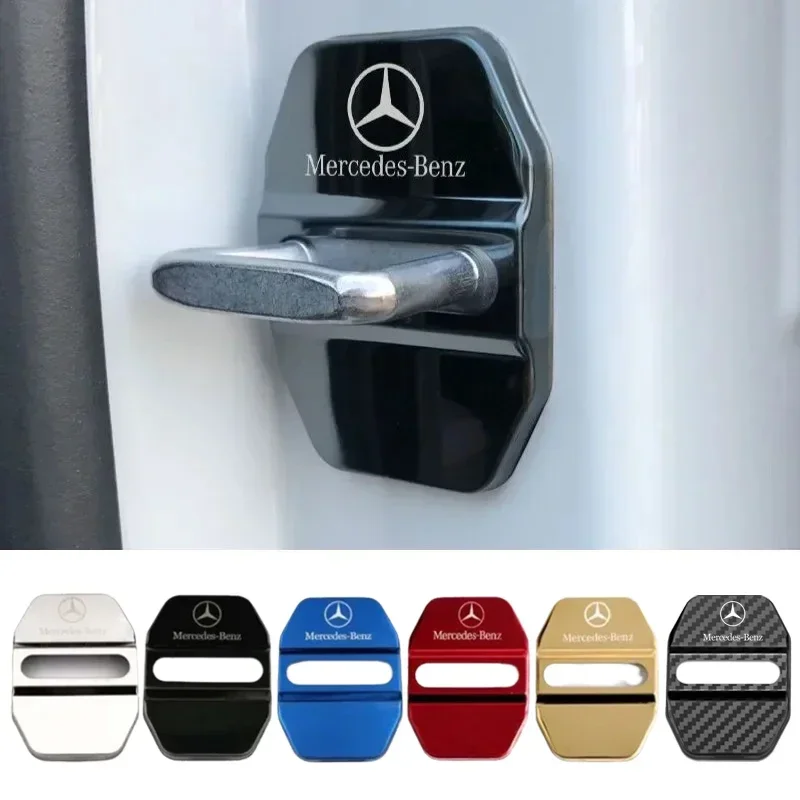 4PCS Stainless steel Car Emblem Door Lock Cover for Mercedes Benz CLA CLS GLE GLC GLS GLK EQC W212 W205 W213 W203 W204 W211 E200