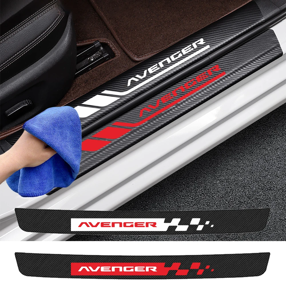 

Car Door Sill Protector Carbon Fiber Sticker Anti Scratch For Jeep Avenger e 2022-now 4Xe Auto Accessories Trunk Strip Decorate