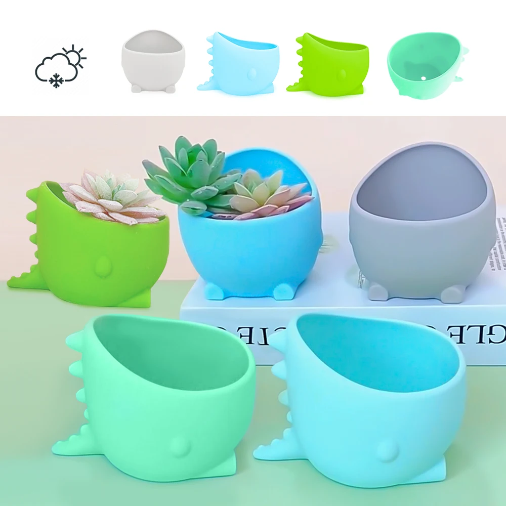 Silicone Flower Pot Thickened Creative Cute Dinosaur Cartoon Mini Flowerpot Office Desktop Planter Succulent Decoration Plants