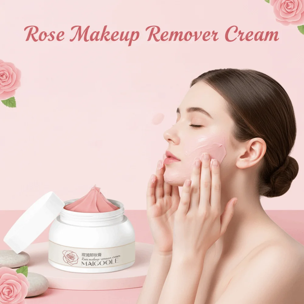 Gently Removes Rose Makeup Remover Cream No Residue Non Greasy Cleansing Balm Quickly Dissolves Moisturizes Deep Cleansing Face