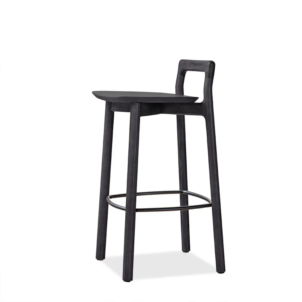 Tabouret de Bar en bois de luxe moderne, chaises de Bar en bois massif et en acier avec dossier, vente en gros