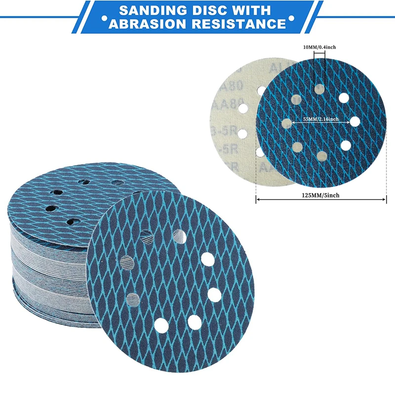 5 Inch 8 Hole Diamond-Shaped Sanding Discs Suitable For Orbital Sanders Abrasive Tools  Anti-Clogging Dust-Proof Sandpaper Discs