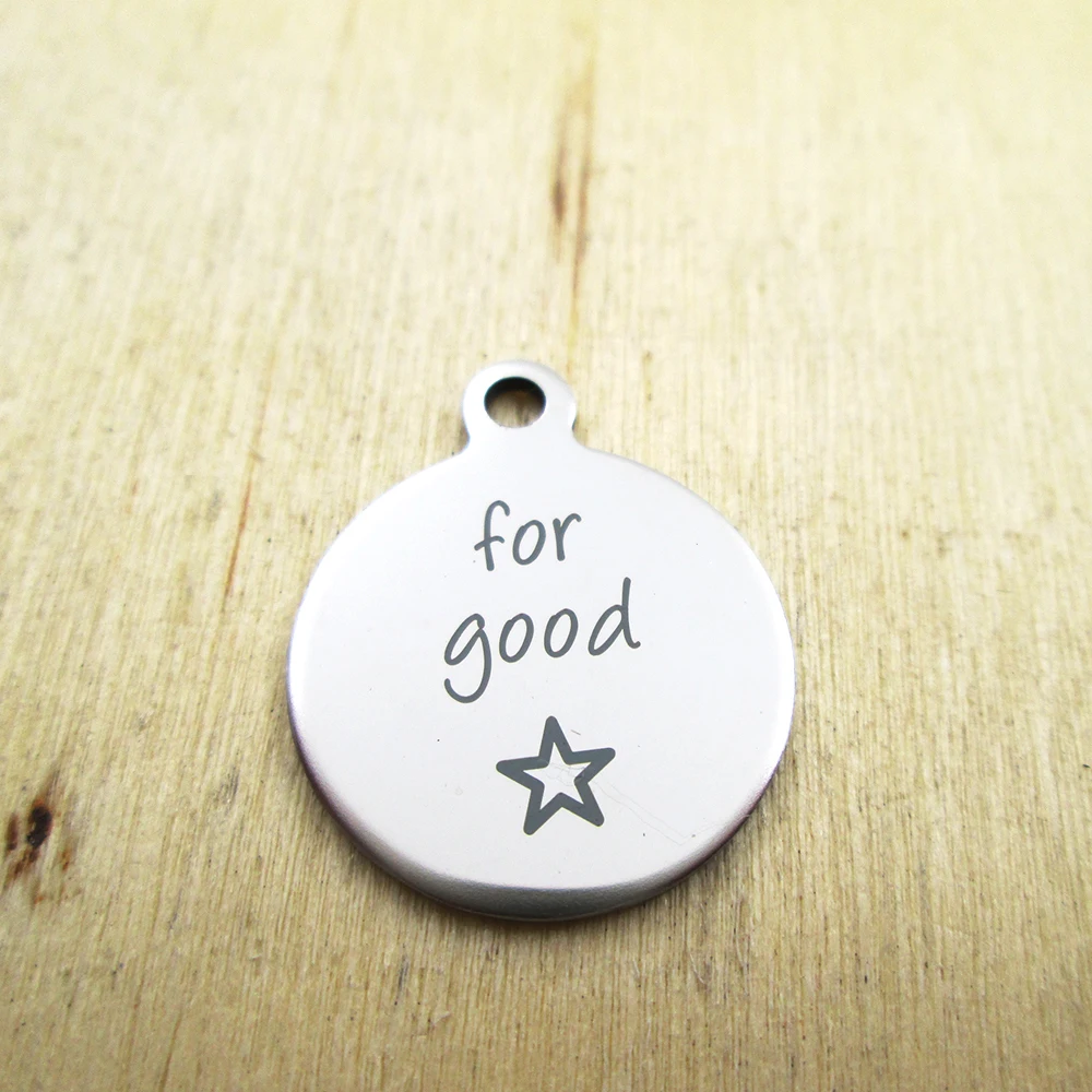 20pcs--for good star  stainless steel charms - Laser Engraved - Customized - DIY Charms Pendants