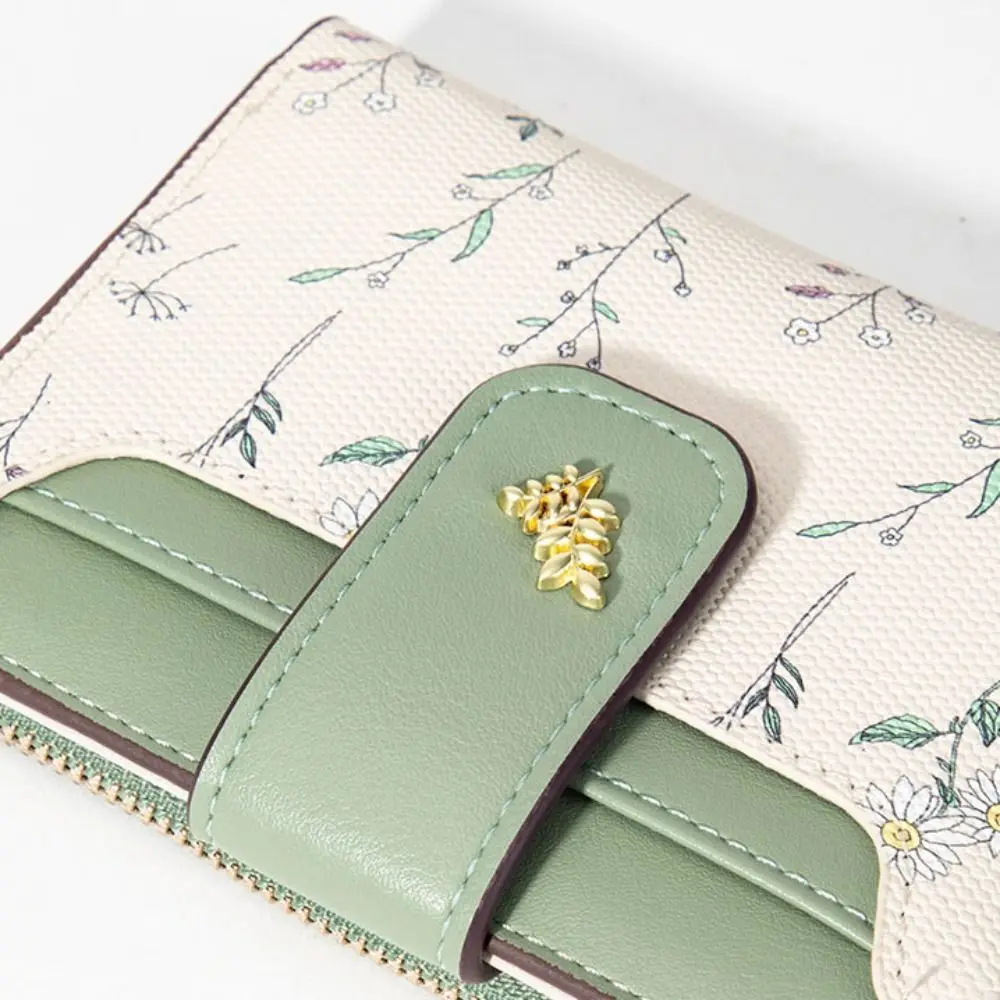 

Модный тонкий короткий кошелек с несколькими картами, кошелек для монет с маленькими цветами, сумка для карт на молнии, женская