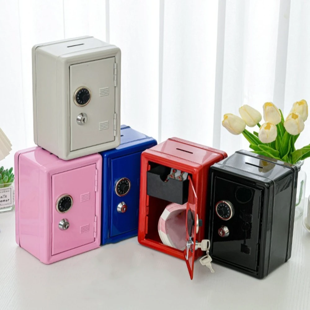 Home Use Metal Household Insurance Box Reusable Handmade Money Box with Key Vertical Mini Insurance Cabinet Car Household