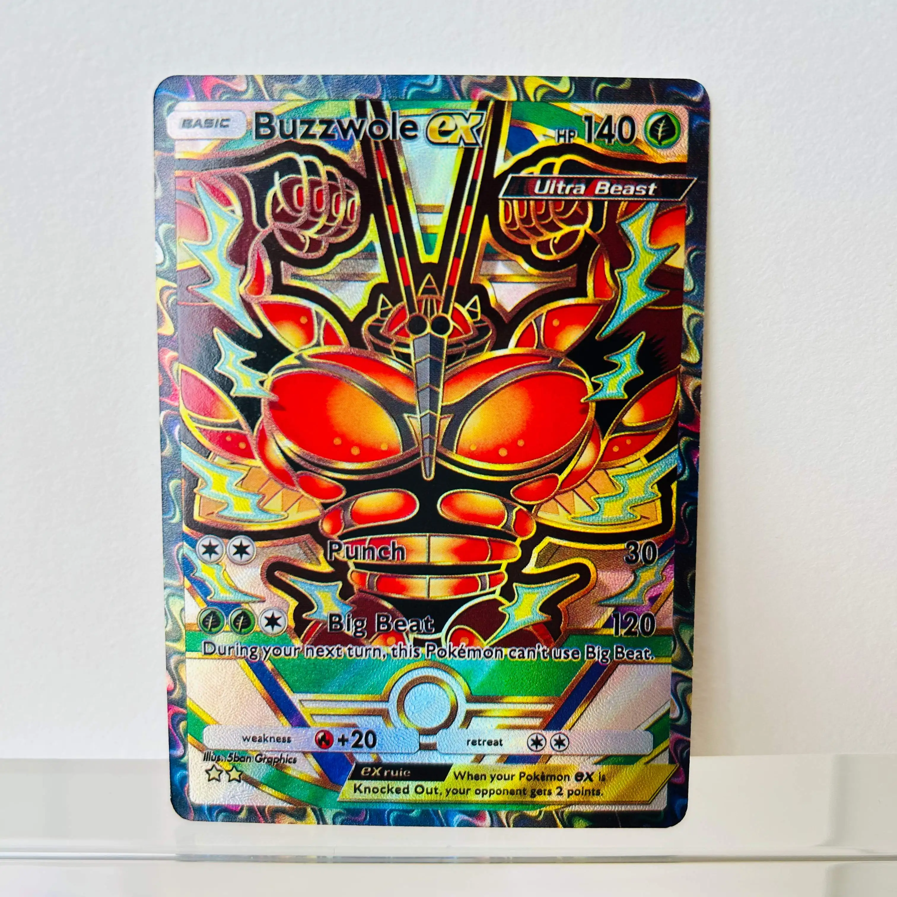

Pokémon Buzzwole ex English Card Holographic Foil Texture DIY Premium Anime Collection Card