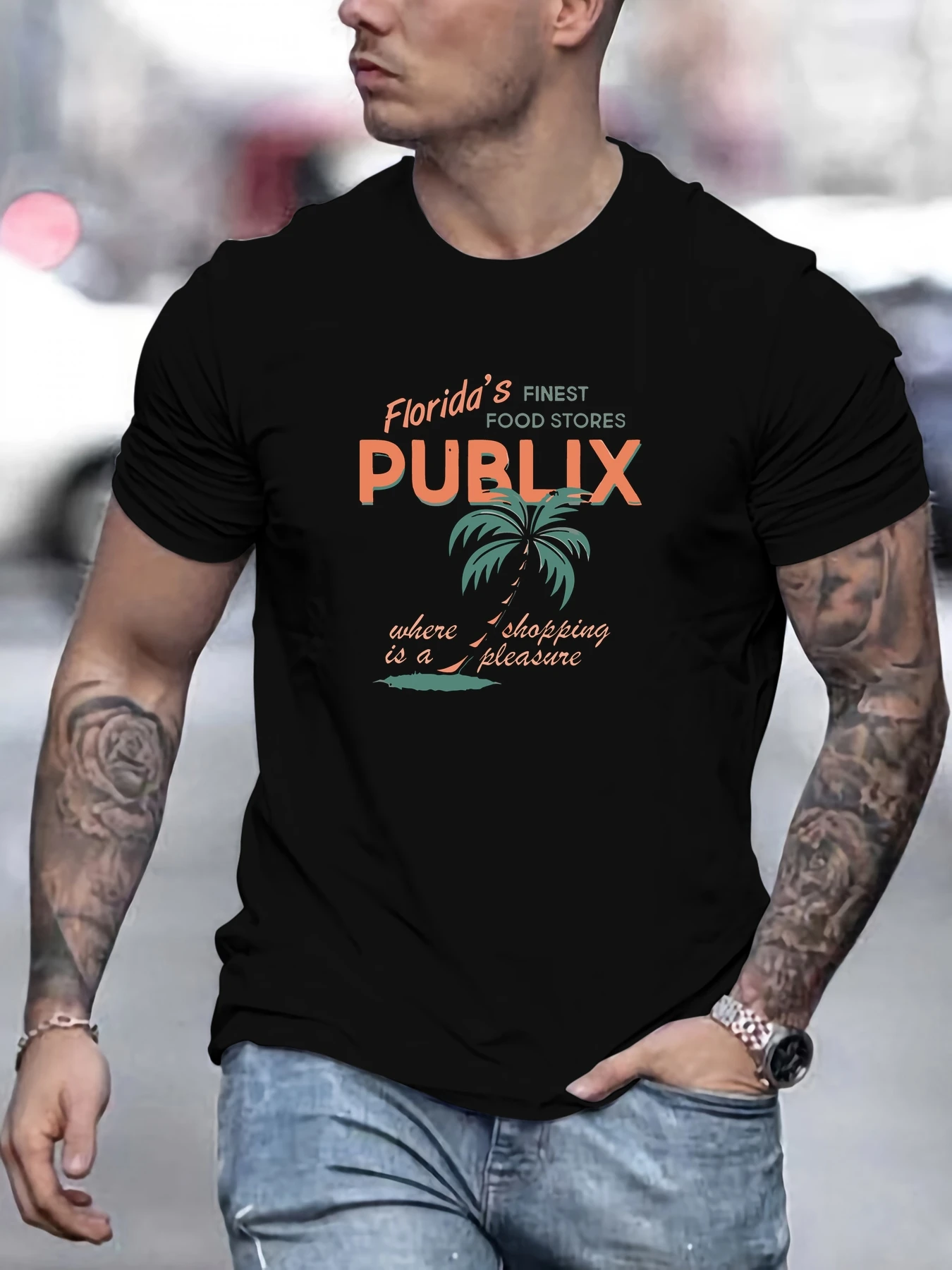 

Men's Publix Food Store Pattern Summer Casual Crew Neck Short T-Shirt