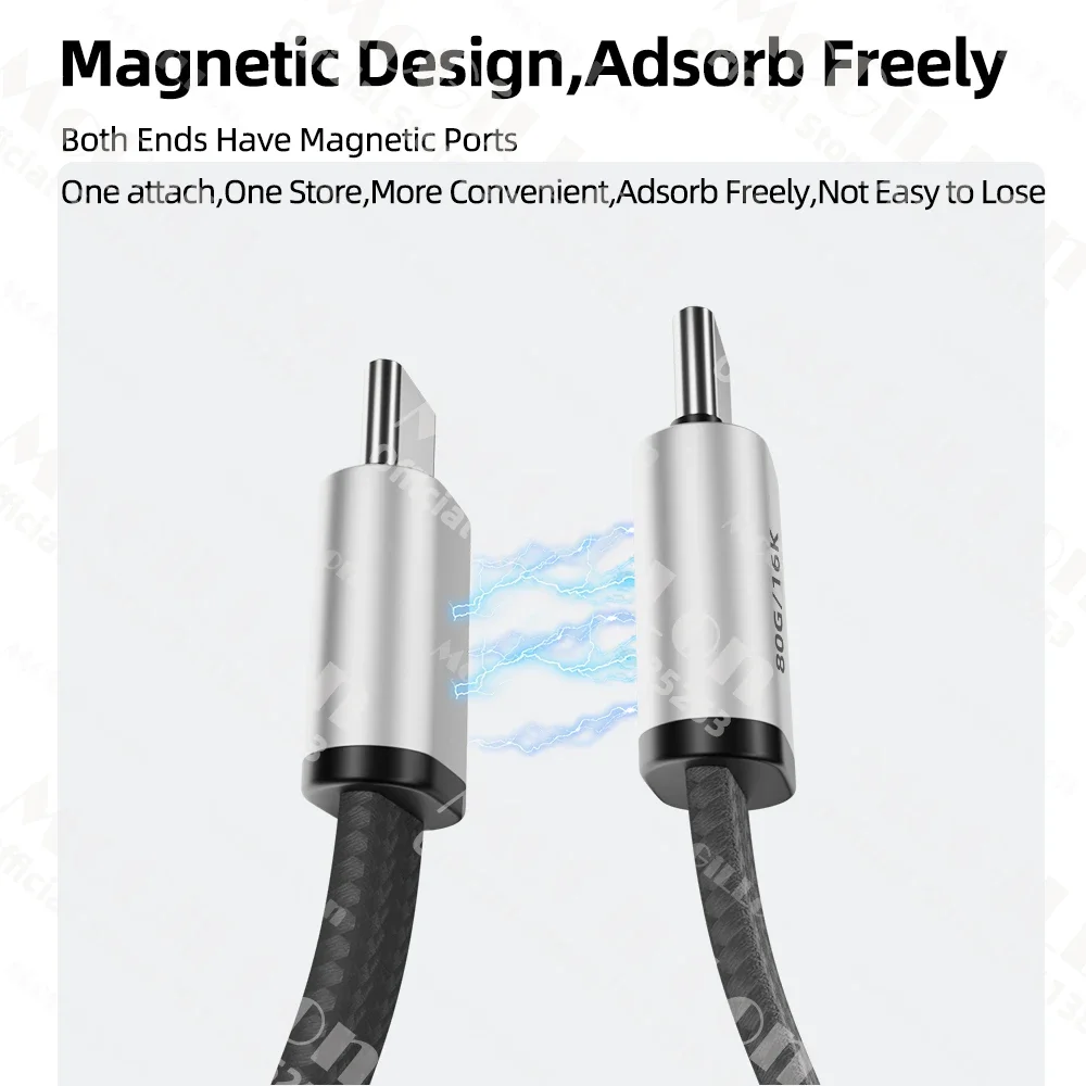 80Gbps 16K Magnetisches Kurzes USB-C-Kabel PD 240W Schnellladekabel mit Tragbarer Aufbewahrung Typ-C-zu-C-Kabel für Handy Tablet Laptop – Detail 11