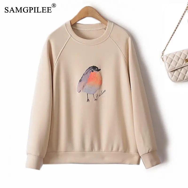 

Y2k Clothes Funny Animal Design Space Cotton Sweatshirts 2022 Stretch O Neck Straight Long Sleeve Women Sweater Autumn Cute Top