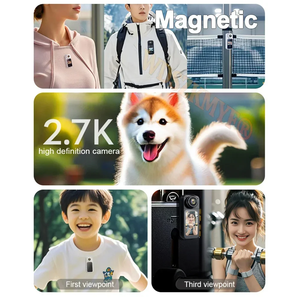 Mini 2.7K WIFI Portable Camera 1.47 Inch 180° Rotatable Lens Digital Video Law Magnetic lanyard for Vlog Cycling Outdoor Sports