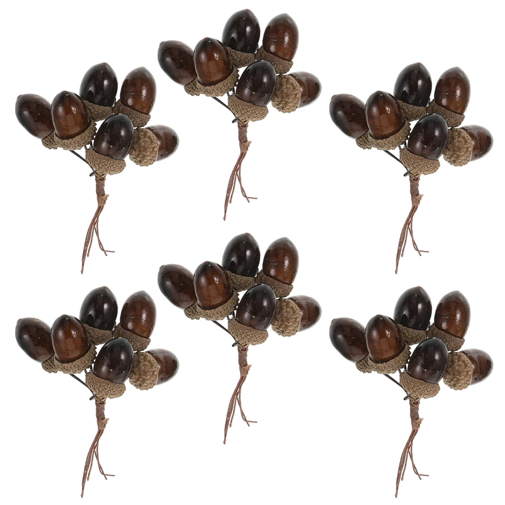 

6 Pcs Ornament Simulated Pine Nut Bouquet Needle Branches Decors Decoration Ball