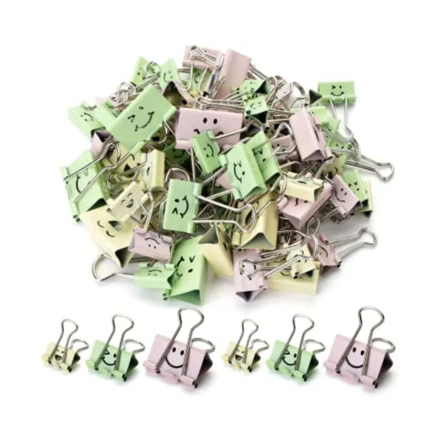 - Cute Binder Clips, 80 pcs, Assorted Sizes Smiley Binder Paper Clips, Bulk Paper Clamps for Office Supplies, Home, School, Bus