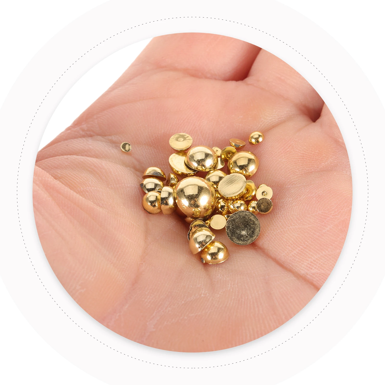 

1000pcs Half Round Pearls Flat Back Gems 2 8mm Golden Nail Decor Adornment Accessories Household Salon Wear Resistant Charm