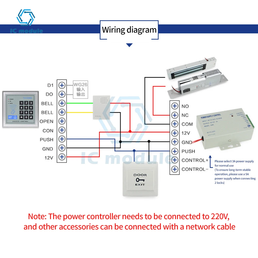 110-240VAC to 12VDC 3A Access Control Power Supply Controller Switch For Door Access Control System/Video Intercom System K80
