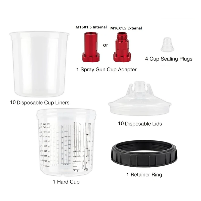 Tasse de peinture de poulet PORK-600Ml avec le type rapide H/O de tasse d'Assad de tasse de pulvérisateur de connecteur