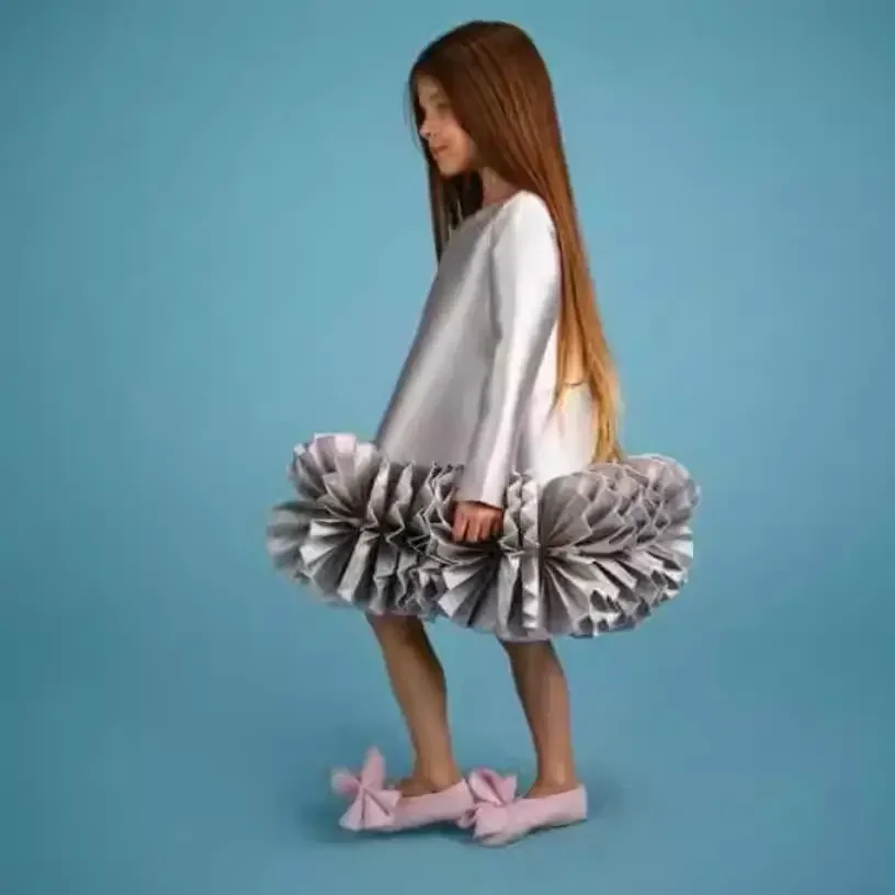 

Luxury Princess Vintage One-piece Wedding Party Graduation Children Kids Clothes For Young Girls Dresses