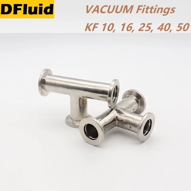 304 Stainless Steel KF10/16/25/40/50 TEE VACUUM Fittings High Quality Quick Flange Fittings For VACUUM Pumps Pipeline