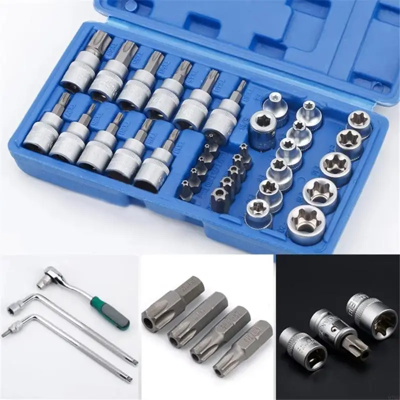97qd 34pcs 3/8 "приводной гнездо и инструмент для ремонта битов для различных потребностей в обслуживании