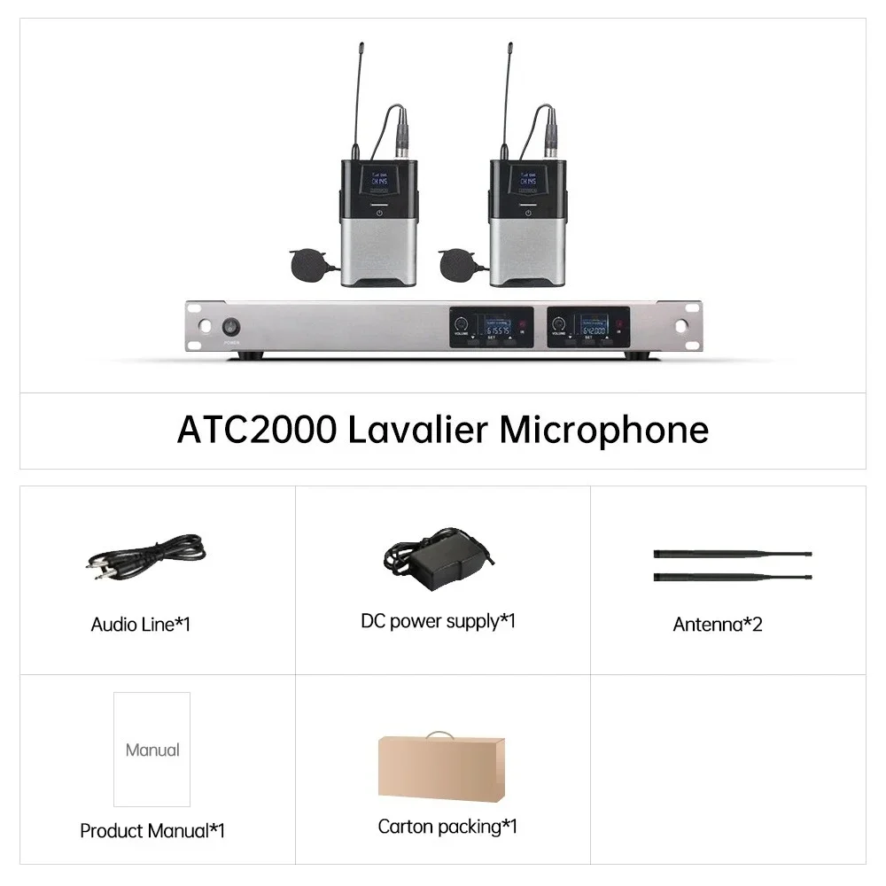 ATC220 Professional Dual Channel Wireless Lavalier Flip Collar Microphone System With Outstanding Outdoor Performance