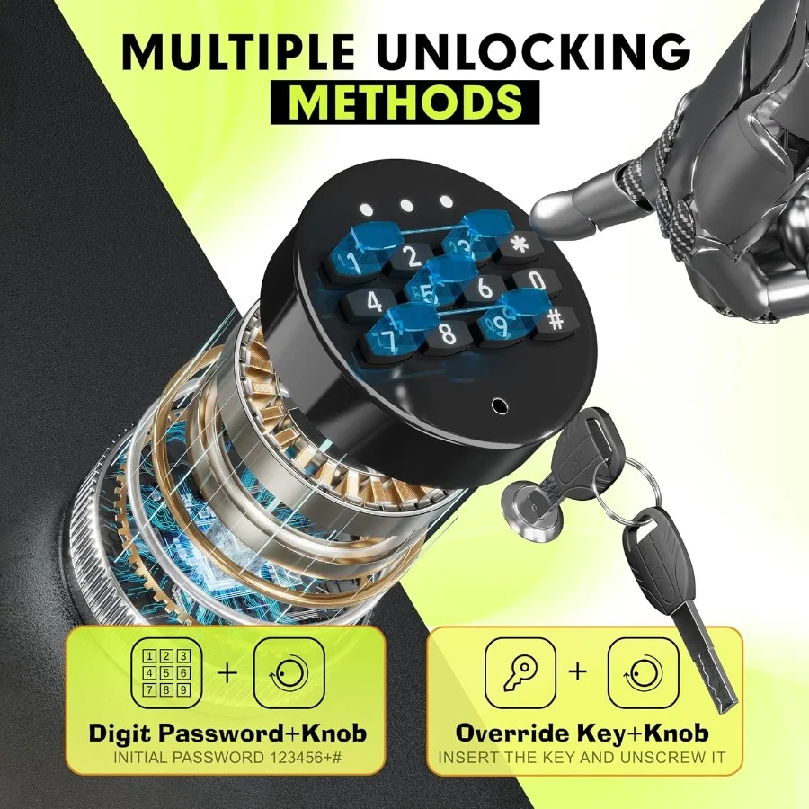 10-14 Gun Safe for Rifles and Pistols Quick Access Gun Safe with Adjustable Gun Rack and Keypad Lock Lockable Gun Cabinets with