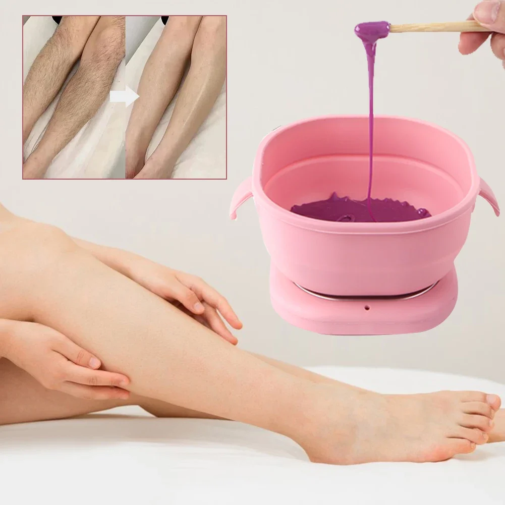 Portable Silicone Wax Warmer 400ml Foldable Wax Heater for Hair Removal Wax Pot SPA Body Epilator Electric Hot Waxing Machine