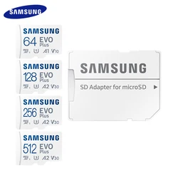 SAMSUNG TF Card 512GB 256GB 128GB A2 V30 SDXC 64GB A1 V10 Micro SD Trans Flash Memory Card 160MB/S New EVO Plus Microsd Card