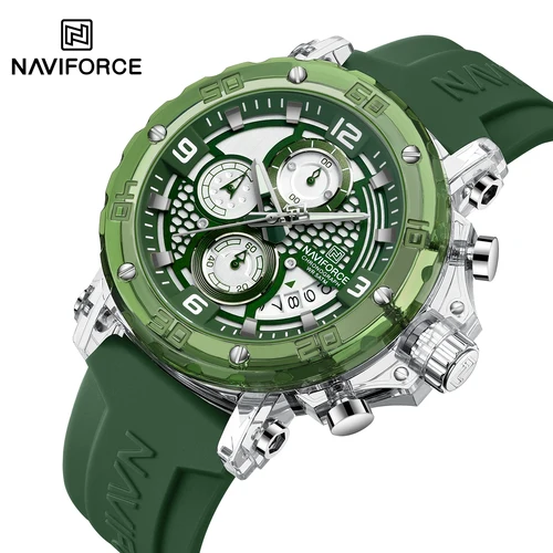 Imagen 1 del producto NAVIFORCE para hombres correa de silicona relojes de cuarzo de moda de lujo reloj de pulsera cronógrafo deportivo 5TM relojes masculinos impermeables regalos