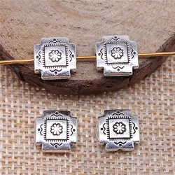 IFOCUS 10pcs/Lot Small Square Beads For DIY Jewelry Making Zinc Alloy 10x10x4mm/0.39x0.39x0.16inch