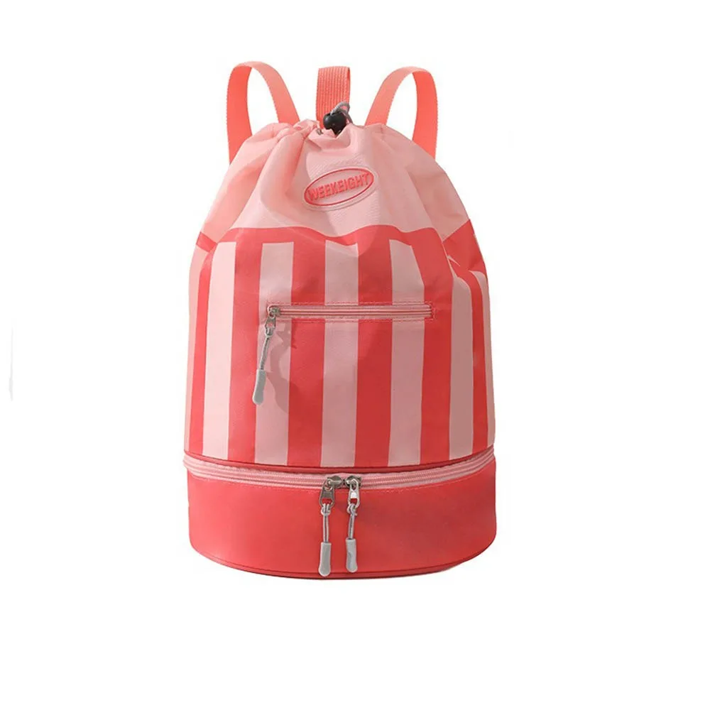 

Детский рюкзак для плавания с отделением для сухого/влажного воздуха, легкая детская пляжная сумка большой вместимости, водонепроницаемая полосатая сумка