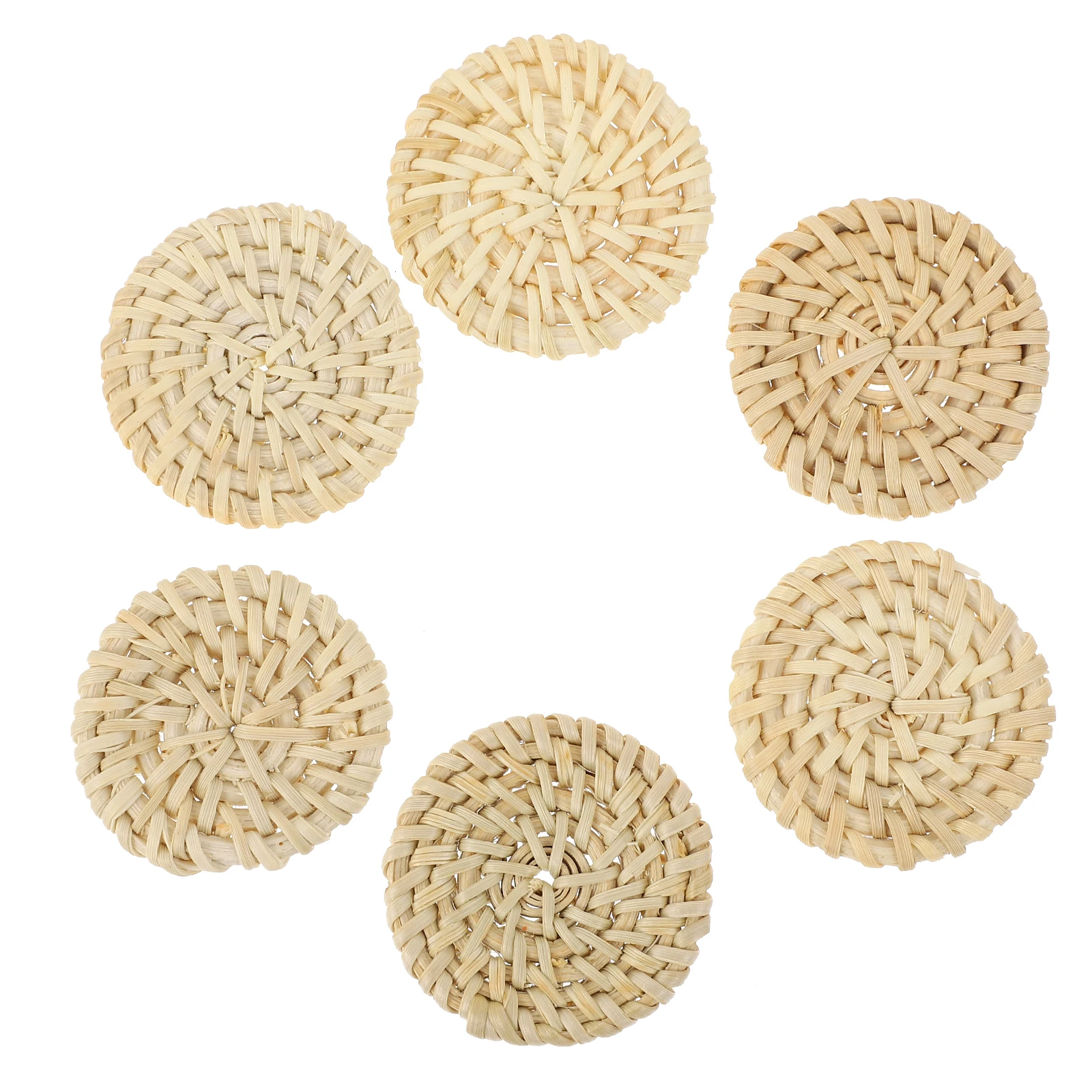 

6 Pcs Rattan Earring Charms Woven Round Cake Earrings Beads and for Jewelry Making