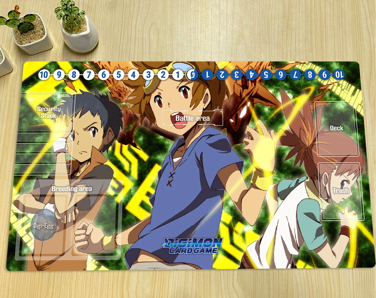 Digimon Playmat Makino Ruki Yagami Taichi DTCG TCG CCG Board Game Trading Card Game Mat Anime Mouse Pad Desk Mat  Zones & Bag