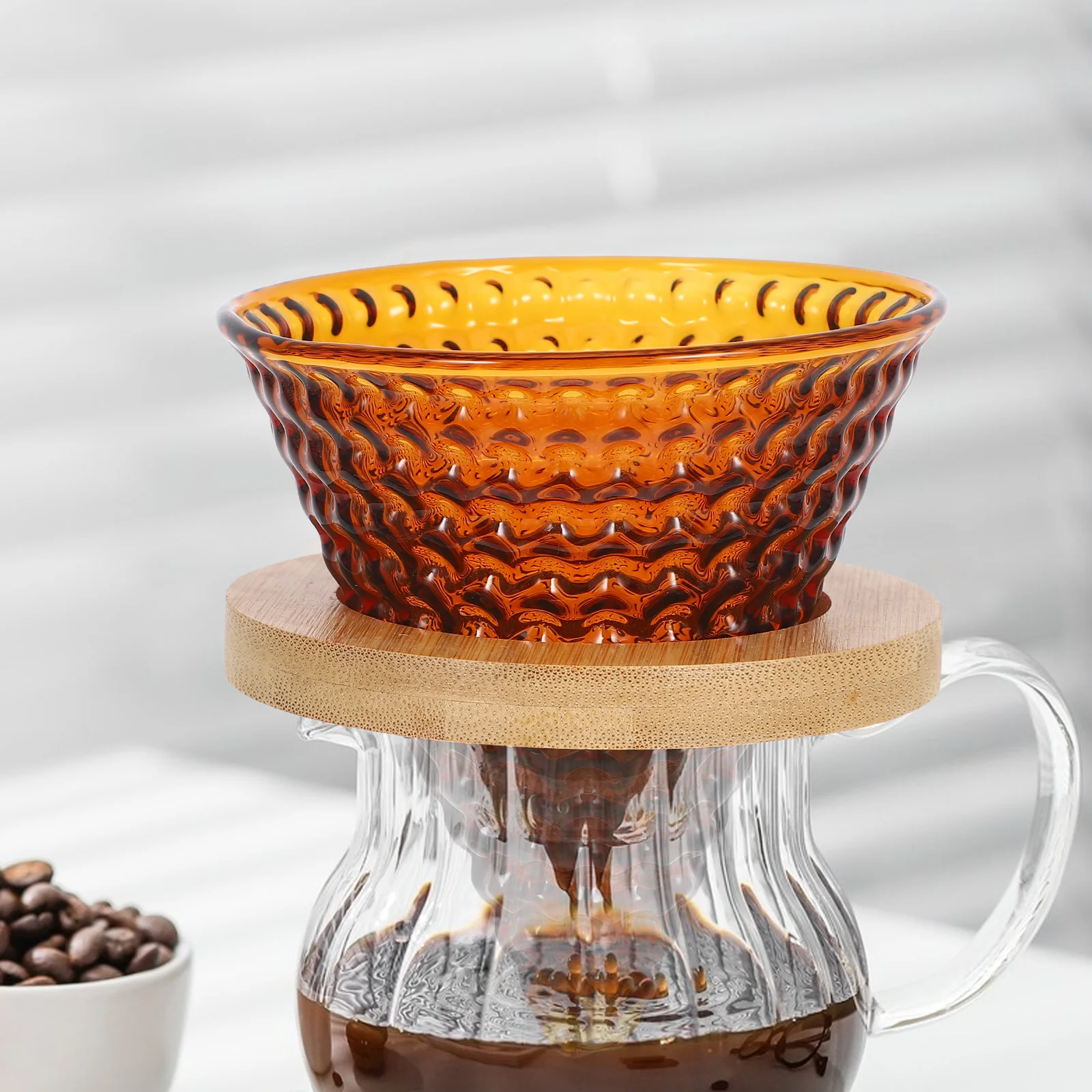 

1Set Glass Coffee Dripper Funnel Reusable Filter Cup Portable Heat-Resistant Kitchen Brewing Tool Home Cafe Pour-Over Coffee